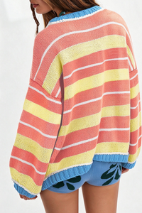 Women's Loungewear Sweet Striped Color Block Knit Sweater