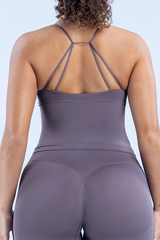 Women's Athletic Twist-Front Cross-Back V-Neck Tank Top