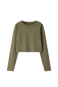 Women's 100% Cotton Washed Cropped Patchwork Cut Sweatshirt