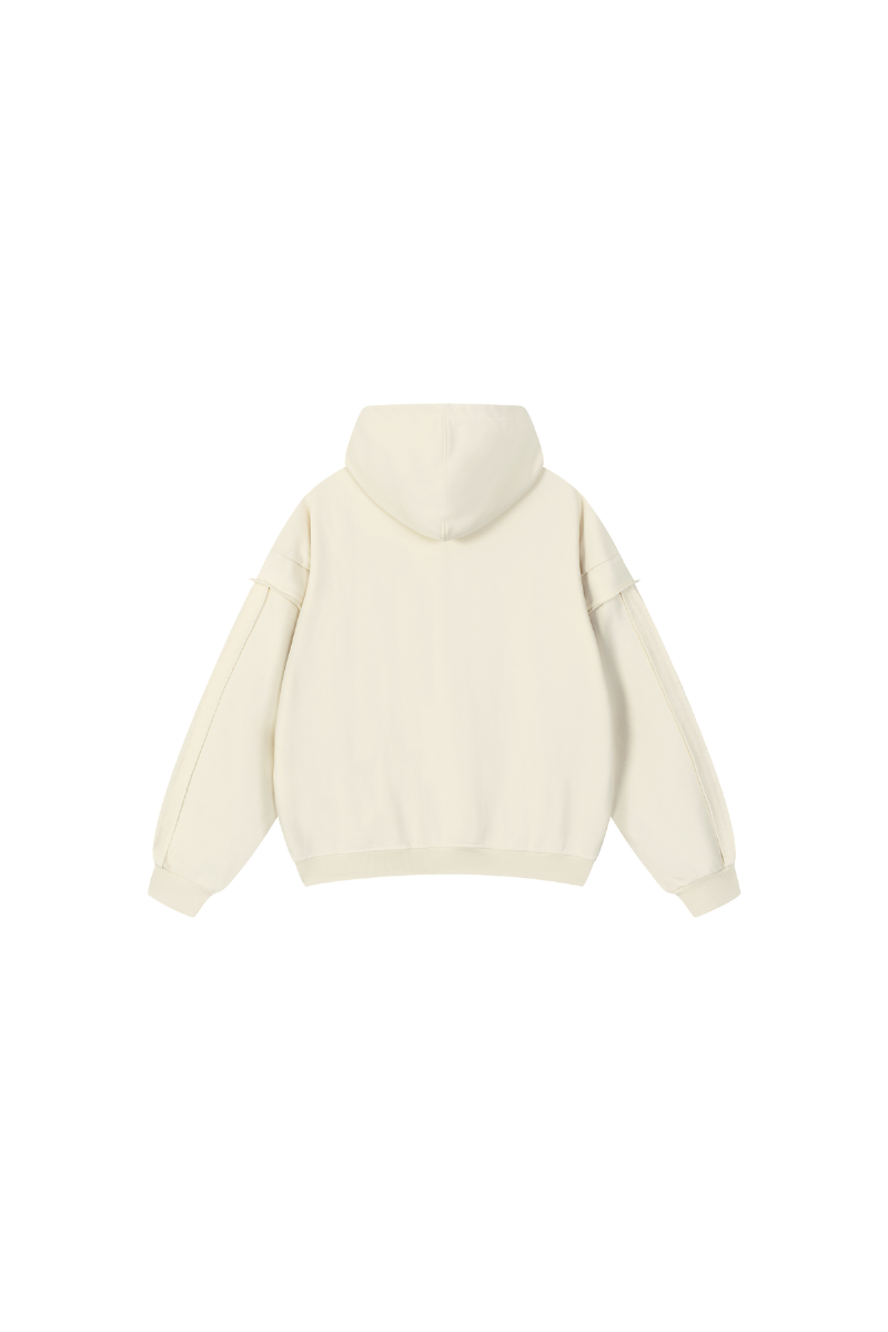 Men's Fleece Raw Edge Spliced Fake Two Piece Hoodie