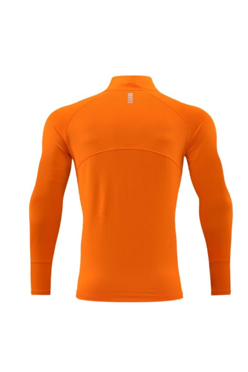 Men's Half Zip Mock Neck Finger Cuffs Long Sleeve Sports Top