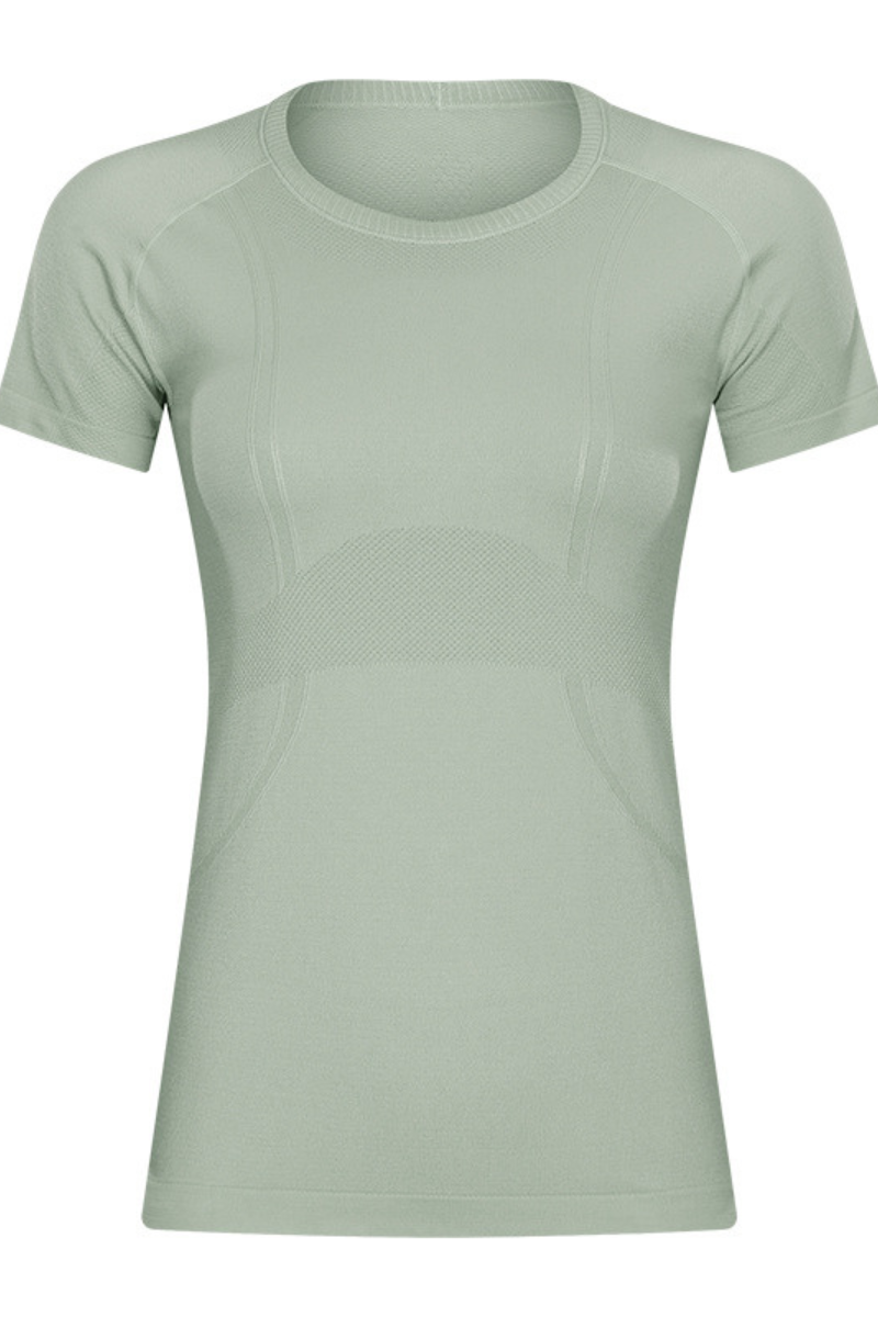 Women Seamless Round Neck Short Sleeve Sport T-Shirt