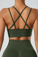 Women's Athletic U-neck Cross Back Spaghetti Straps Bra