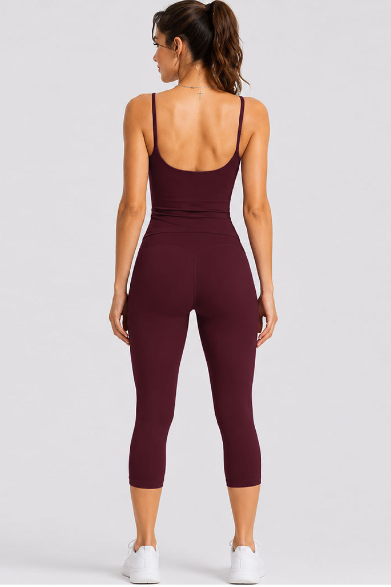 Women's U-Back Tank Top & Capri Leggings Yoga 2-Piece Sets