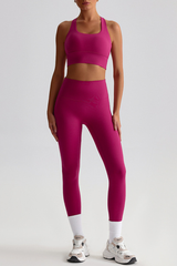 Women's Bare Feel  Cross Back Bra & High Waist Leggings Set