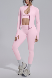 Women's Seamless Yoga Bra & Jacket & Leggings  3-Piece Set