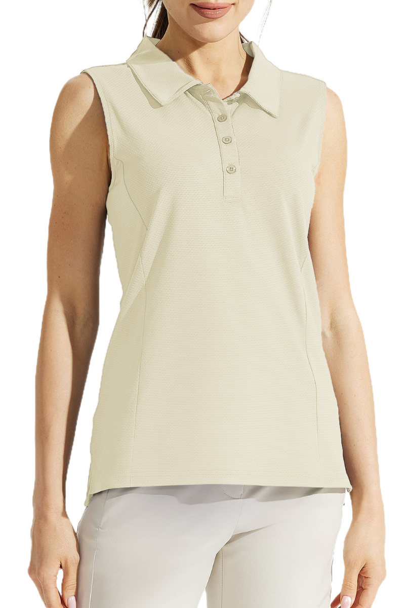 Women's Sleeveless Honeycomb Polo Golf Tennis Athletic Top