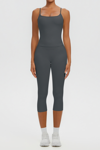 Women's Athletic Tank Top & High Waist Capri Leggings Set