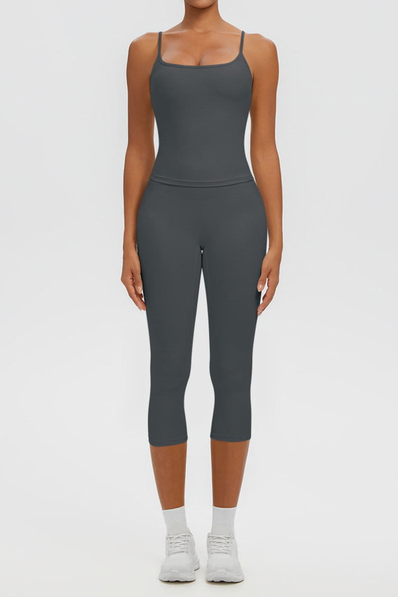 Women's Athletic Tank Top & High Waist Capri Leggings Set