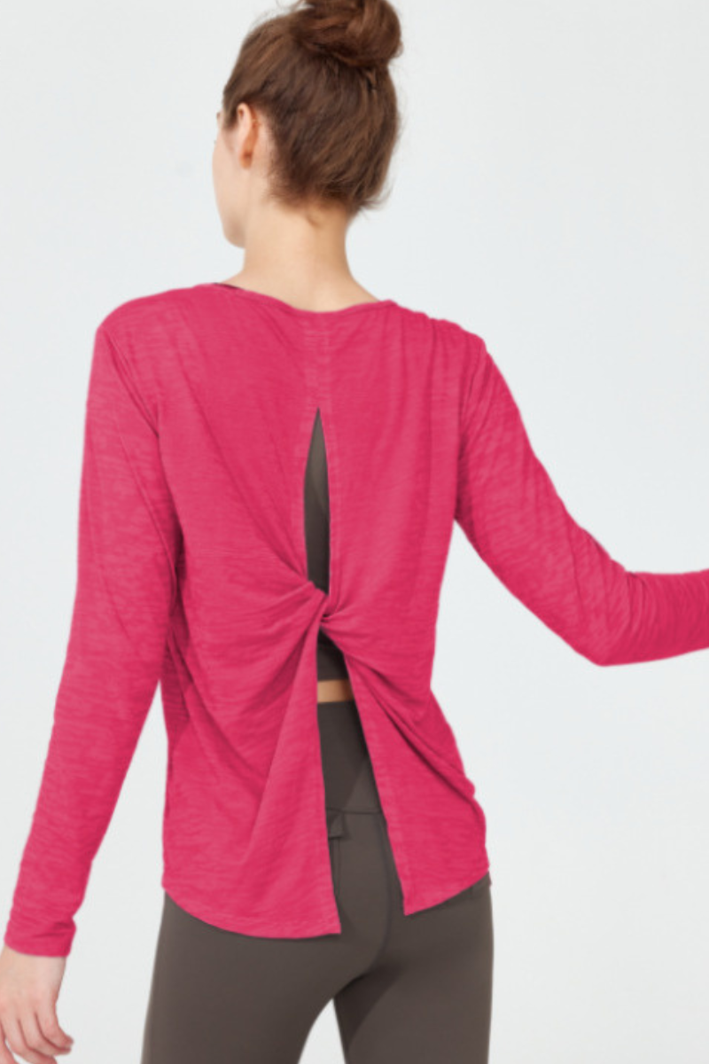 Women's Back Split Tie Lightweight Sheer Long Sleeve T-shirt