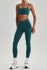 Women's  Crisscross Back Bra & V-Waist Yoga Leggings Set