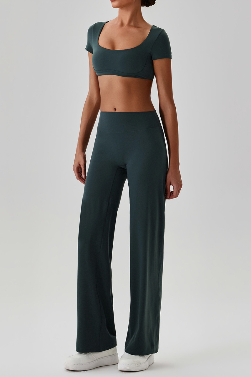 Women's  Quick Dry T-shirt & No Front Seam Yoga Pants Set