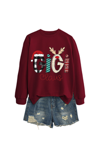 Christmas Print Crew Neck Loose Pullover Sweatshirt
