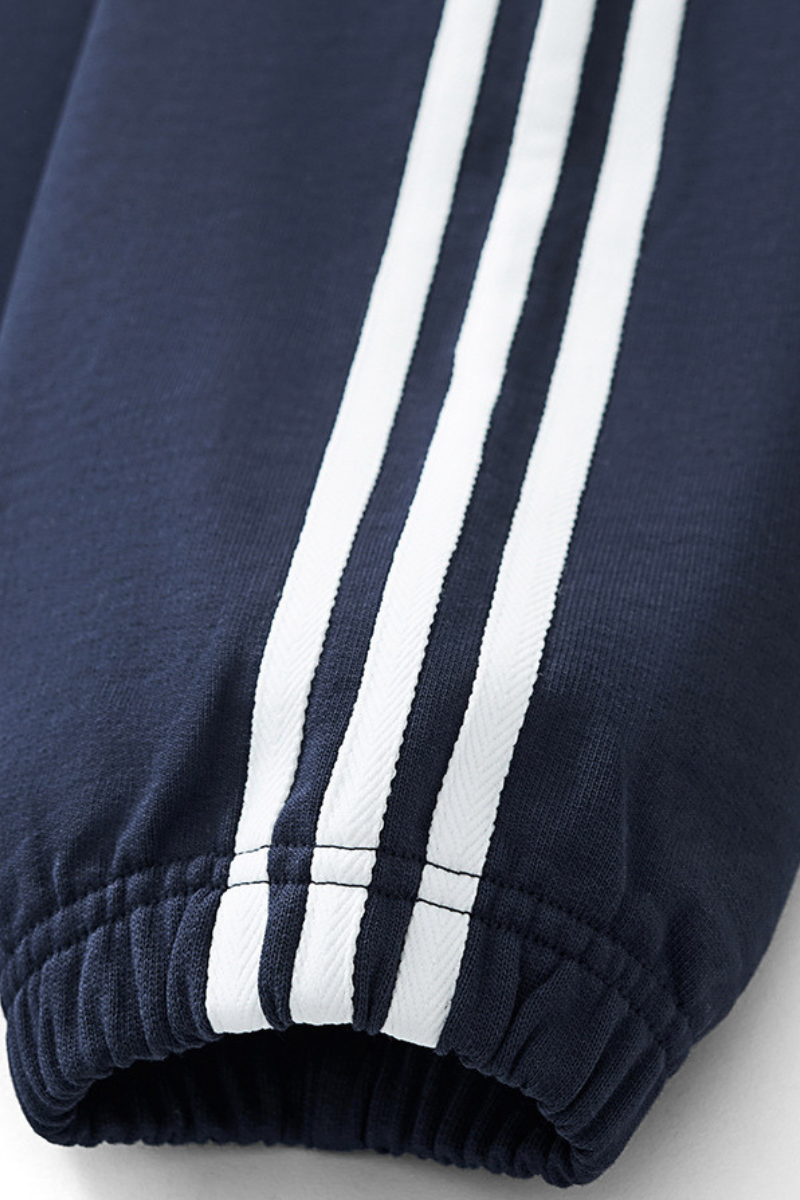 Unisex Preppy Fall 100% Cotton Side Striped Trim Sweatshirt