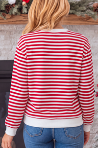 Women's Christmas Cow Striped Color Block Sweatshirt