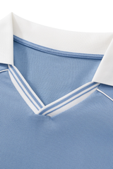 Men's V-Neck Contrast Trim Polo Collar Sports T-shirt