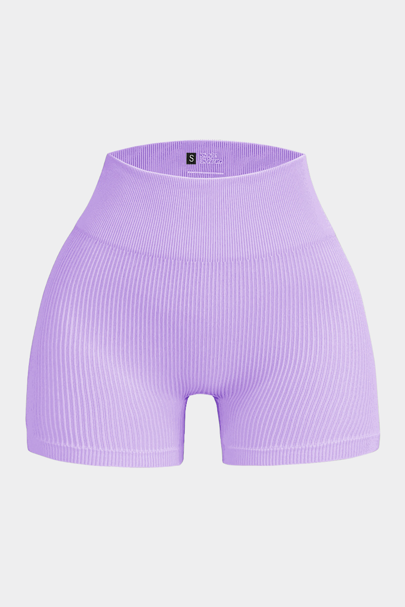 Women's Seamless Ribbed High-Waisted Biker Yoga Shorts