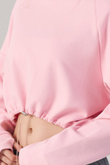 Women's Fall/Winter Drawstring Cropped Finger Cuffs Hoodie