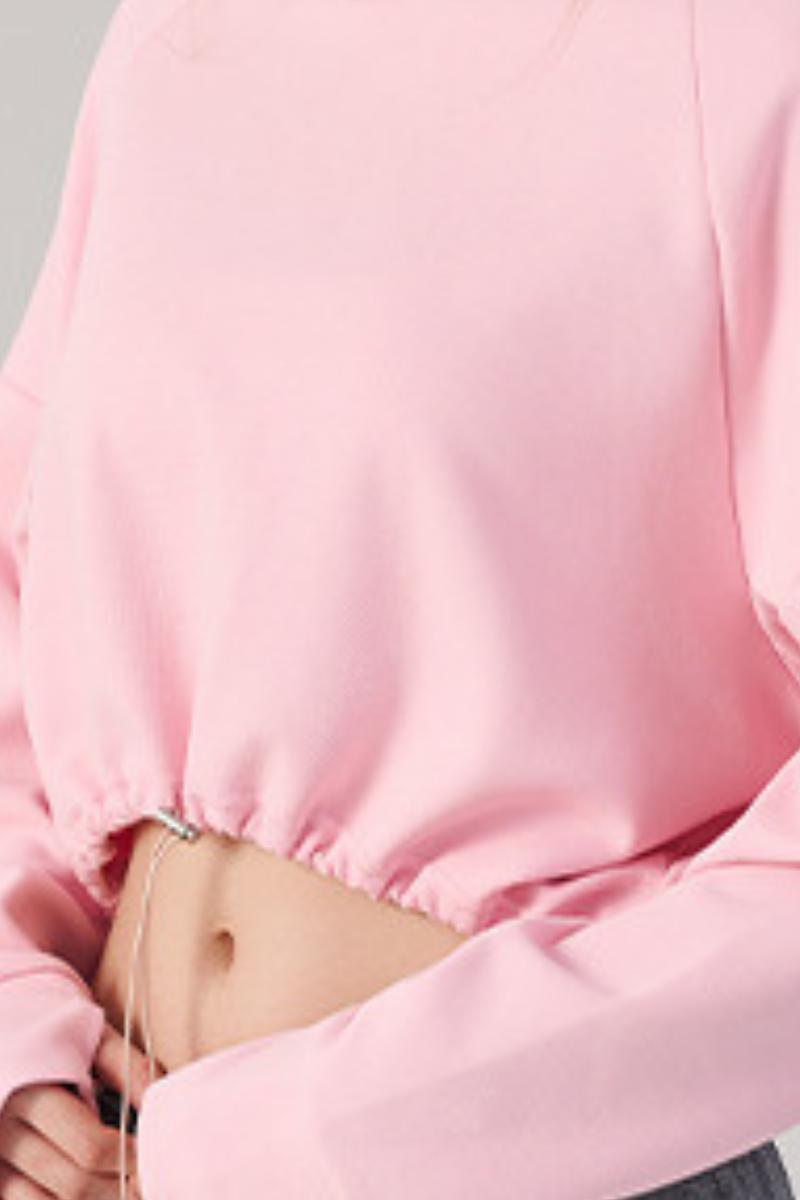 Women's Fall/Winter Drawstring Cropped Finger Cuffs Hoodie