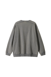 Unisex Fall/Winter Fleece-Lined Dyed Vintage Pullover