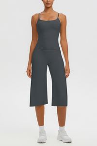 Women's Tank Top & Wide Leg Yoga Cropped Pants Set