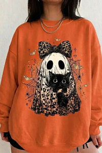 Women's Fall Halloween Witch Ghost Floral Horror Sweatshirt