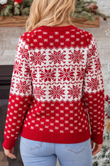 Women's Fall Christmas Snowflake Jacquard Knit Sweater