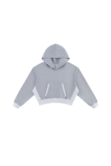 Women's Fall 100% Cotton Contrast-Stitch Boxy Cropped Hoodie