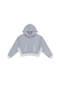 Women's Fall 100% Cotton Contrast-Stitch Boxy Cropped Hoodie