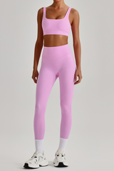 Women's Wide Strap U-neck Bra & High Waist Yoga Leggings Set
