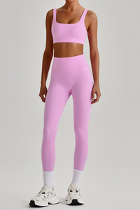 Women's Wide Strap U-neck Bra & High Waist Yoga Leggings Set