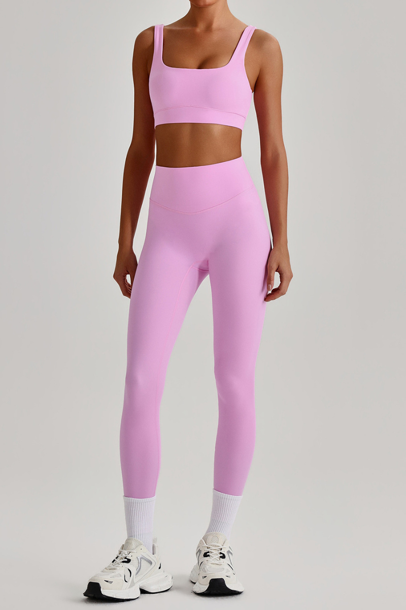 Women's Wide Strap U-neck Bra & High Waist Yoga Leggings Set