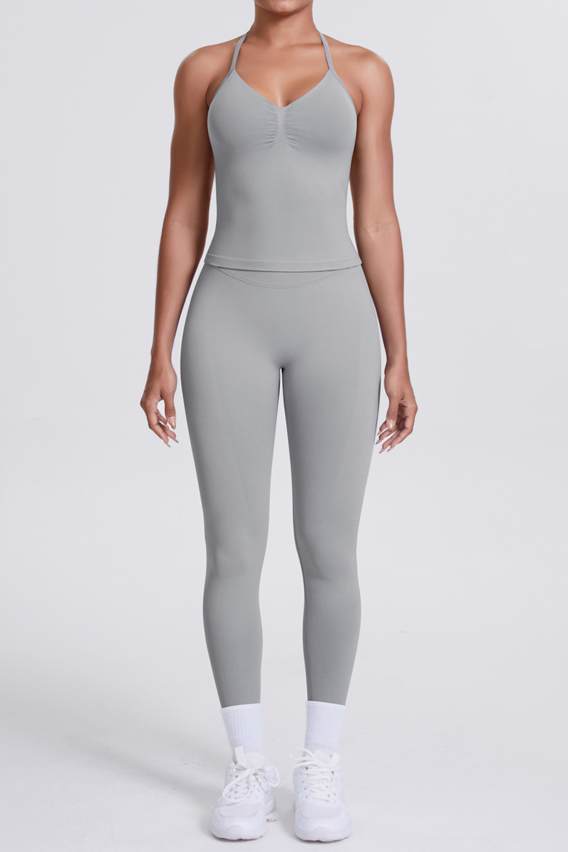 High-Waist Seamless Yoga Set - Halter Neck, Quick-Dry Fitness Outfit