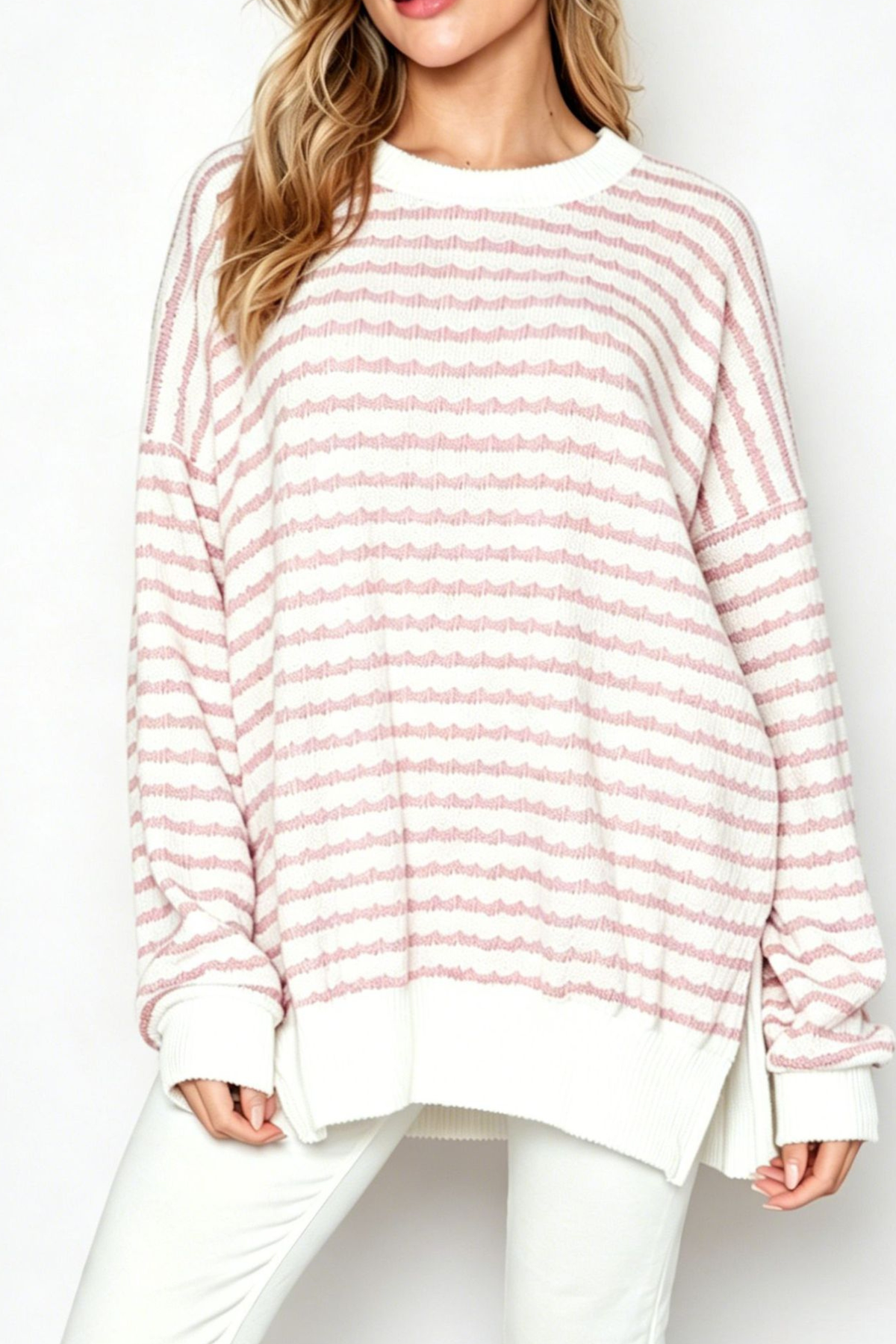 Women's Loungewear Winter Wavy Stripe Oversized Sweatshirt