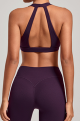 Women's Athletic Halterneck V-neck Cut Out Bra