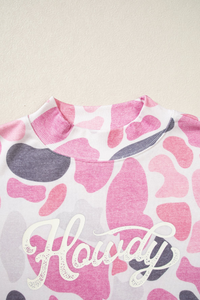 Women's Winter Camo Howdy Letter Mock Neck Sweatshirt
