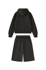 Men's 100% Cotton Loungewear Sets:Hooded Jacket &Mid Shorts