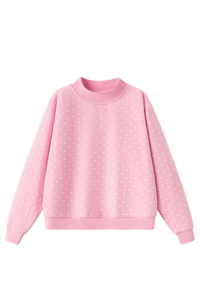 Unisex Fall Cozy Fleece Polka Dot Mockneck Sweatshirt