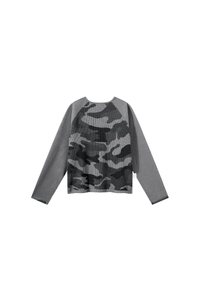 Unisex Fall Camo Waffle Breathable Long Sleeve Top