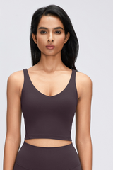 Women's Naked Feeling V Neck Padded Sports Yoga Bra