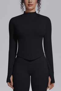 Women's Half Zip Stand Collar Long Sleeve Fitness Jacket