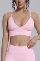 Women's Seamless Knit Solid Color Triangle Cup Sports Bra