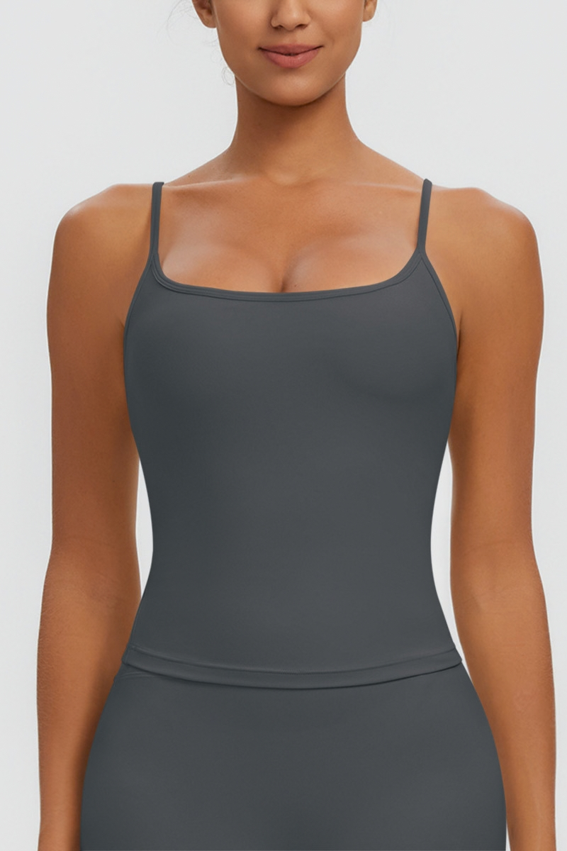 Women Square Neck Adjustable Thin Strap Workout Tank Top