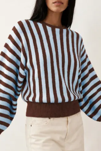 Women's Fall Cropped Color Block Striped Knit Sweater