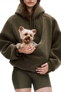 Women's Fall/Winter Fleece Front Large Pet Pocket Hoodie