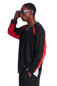 Men's V-Neck Color Block Breathable Mesh Panel Sports Jersey