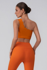 Women's Scalloped Asymmetric One-Shoulder Cropped Sports Bra