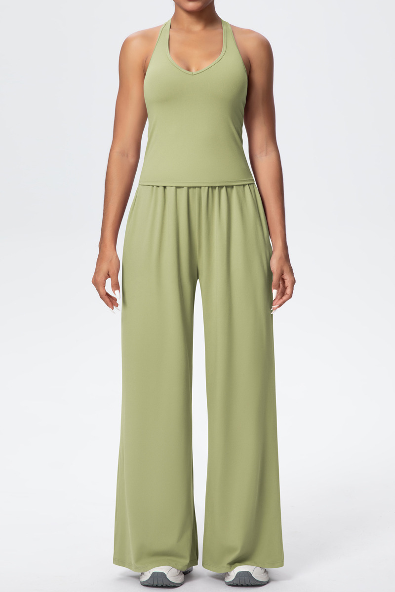 Women’s Set: Halterneck Tank Top & Wide-Leg Pants