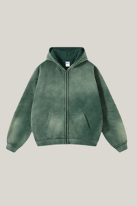 Unisex 360G Heavyweight Washed Distressed Hooded Jacket