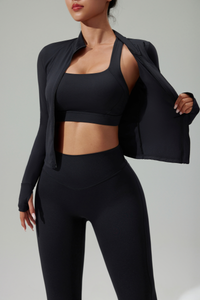 Women's 3-Piece Set :Jacket Sports Bra &Jacket & Leggings